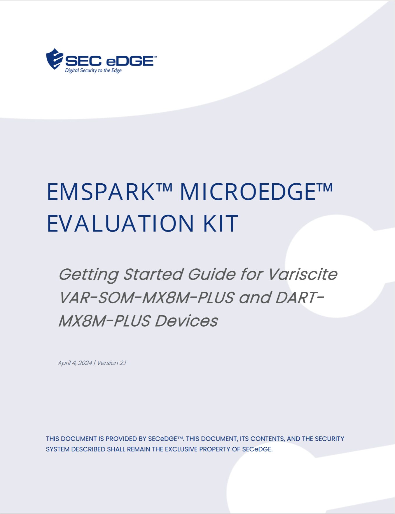 Variscite EmSPARK™ Security Suite CoreLOCKR™ Libraries User Guide version 2.1